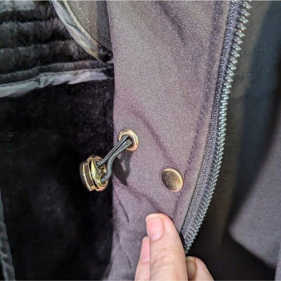 Nine West Women’s Soft Shell Removable Hood Zip Up Trench Coat Black Size L - Picture 10 of 14